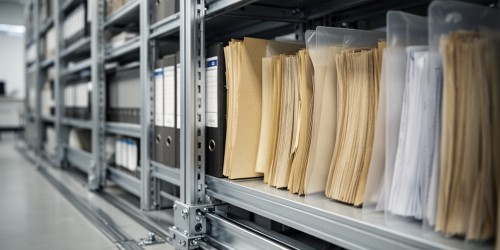 Quais documentos organizar em um arquivo deslizante com trilhos